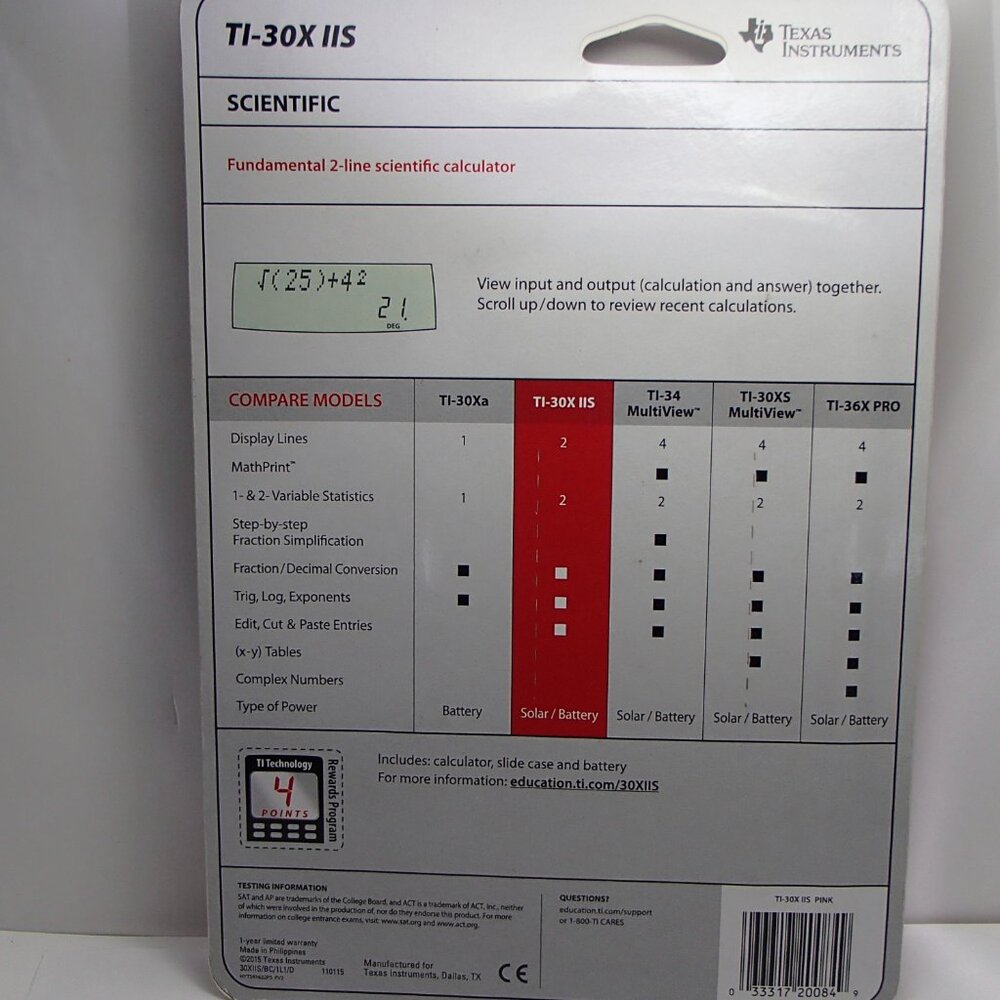 Texas Instruments TI-30X IIS Solar Scientific Calculator, Pink - Picture 6 of 6